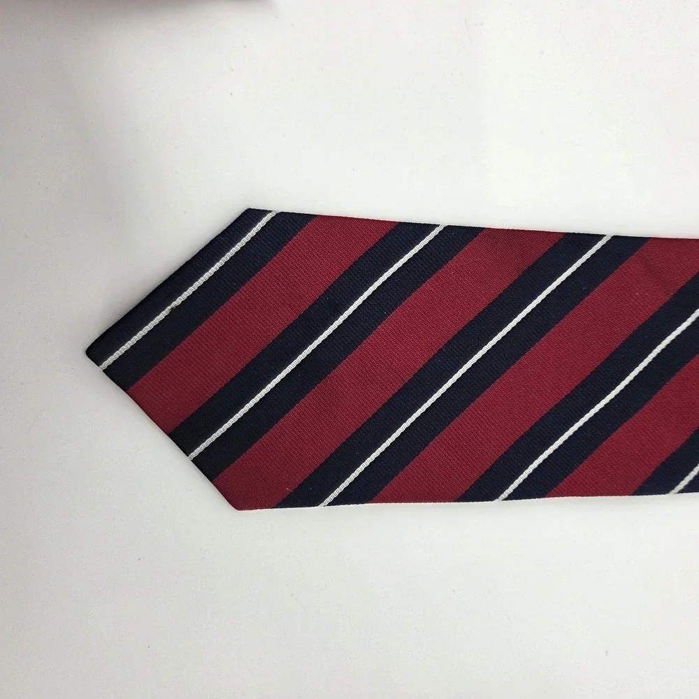 Vintage BERT PULITZER Silk Tie Red Navy Blue White Repp Stripe Made in USA Long
